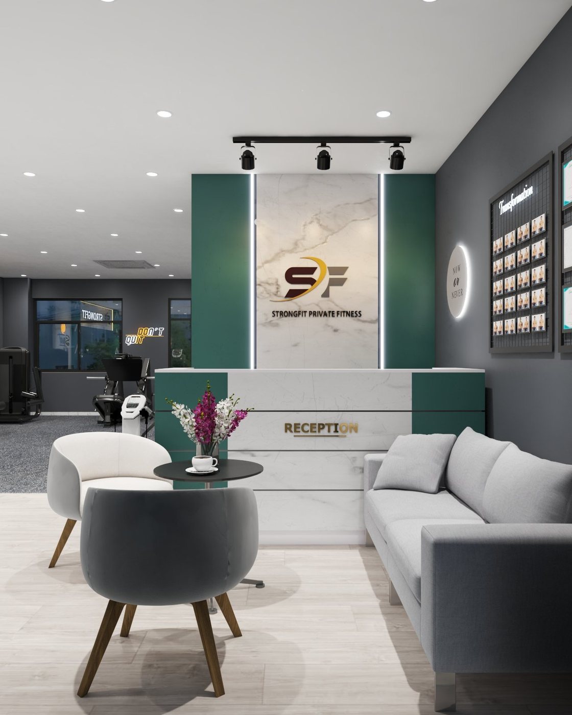 Private gym quy mô nhỏ — ít máy, khoảng cách rộng, chất lượng hoàn thiện cao.